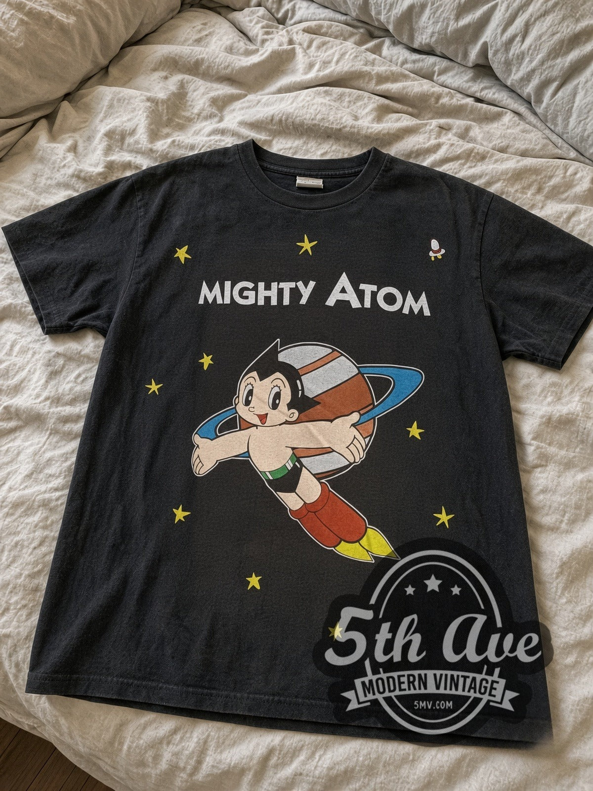 Astro Boy Mighty Atom / Flying Portrait vintage cartoon tee laid flat