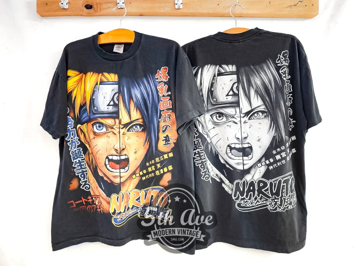 Naruto Shippuden 'Naruto' and 'Sasuke' - Vintage Reprint Anime T-Shirt - Vintage Band Shirts