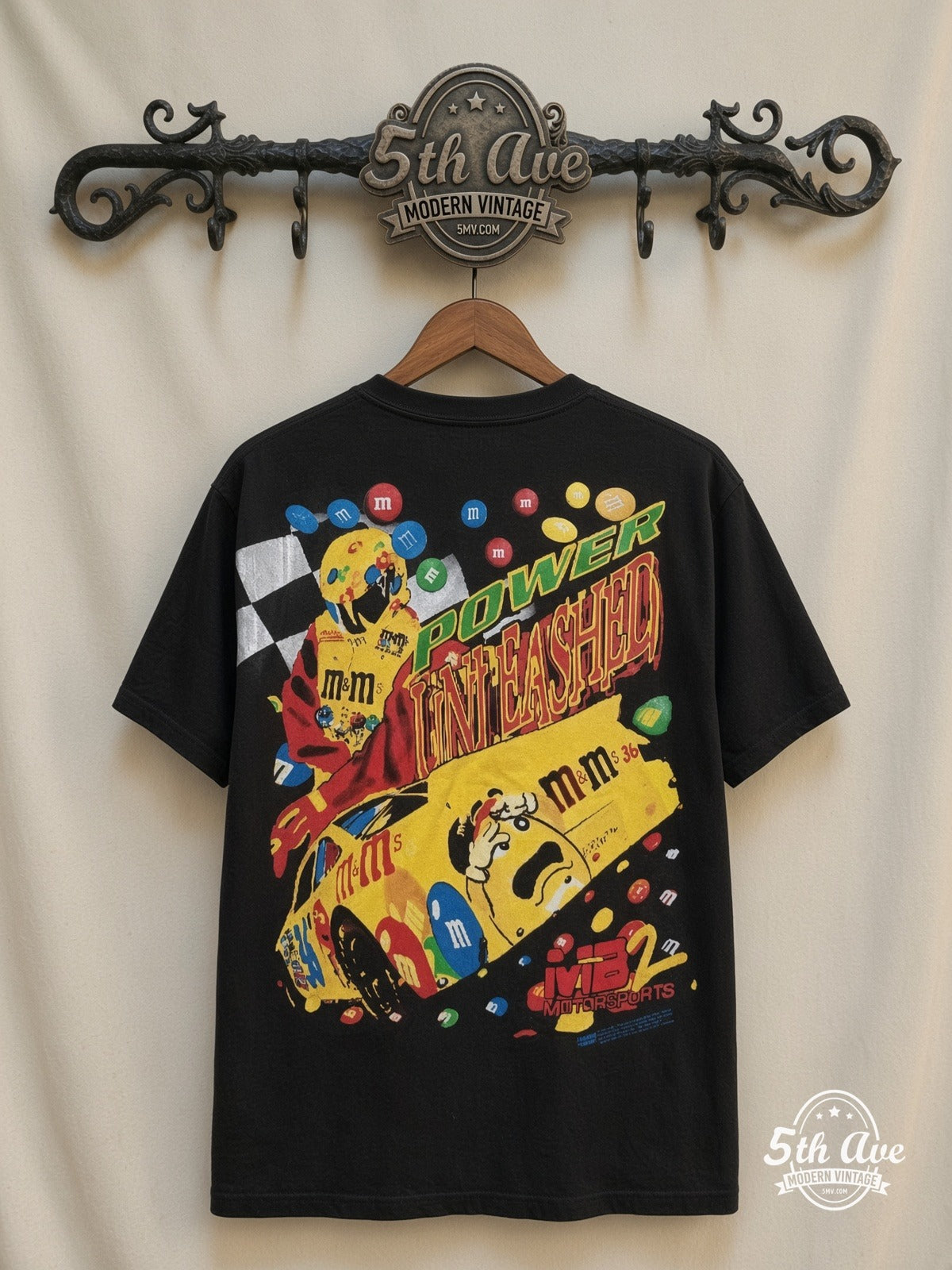 NASCAR Ernie Irvan 36 M&Ms Angled Car all over print vintage tee back on cream 5th Ave rack
