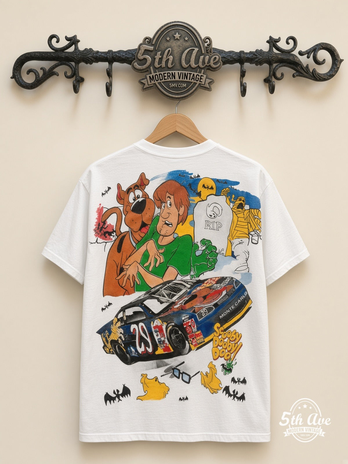NASCAR Scooby-Doo Cartoon Network Racing all over print vintage tee back on cream 5th Ave rack