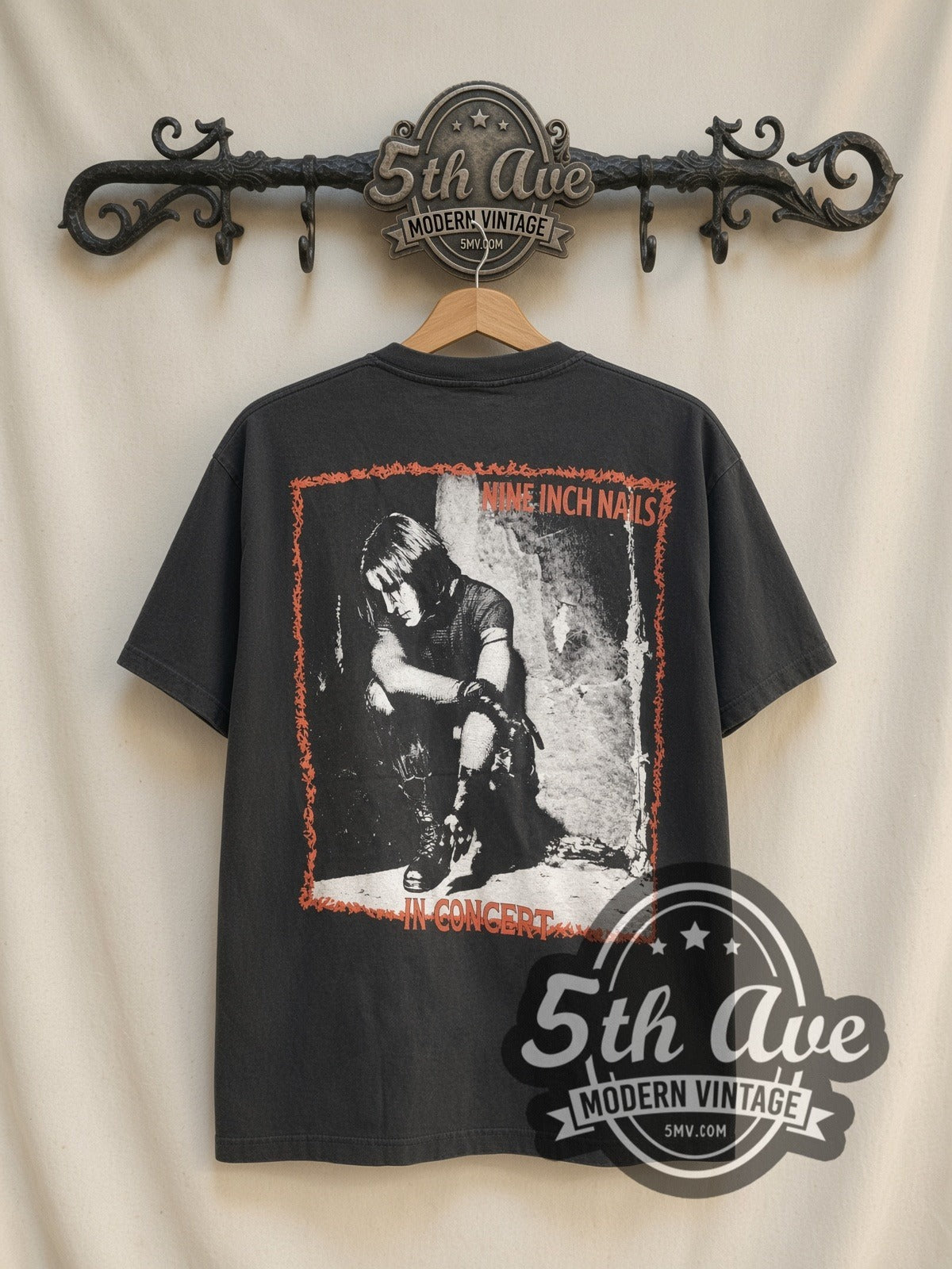 Nine Inch Nails In Concert vintage band t-shirt, back view on the 5MV rack