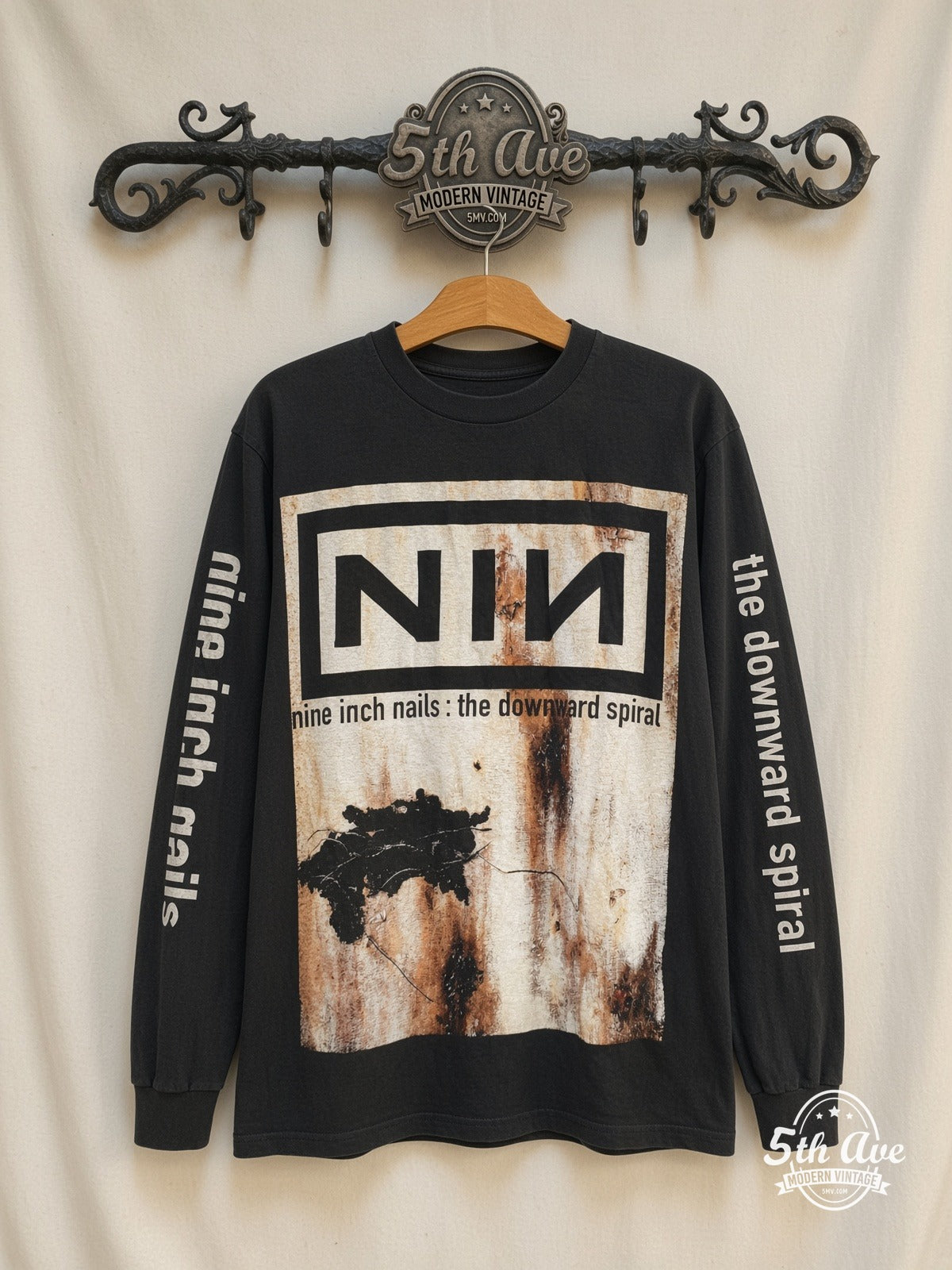 Nine Inch Nails The Downward Spiral Nothing Records Long Sleeve vintage band t-shirt on rack