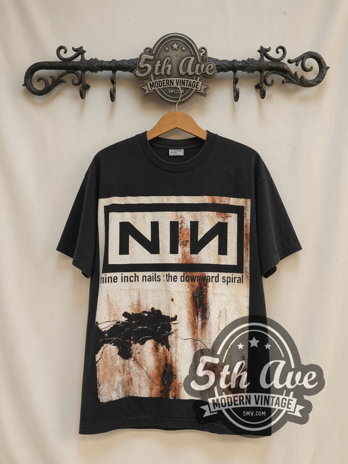 Nine Inch Nails The Downward Spiral vintage band t-shirt, front view on the 5MV rack