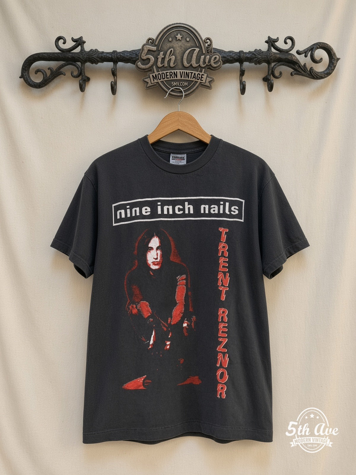 Nine Inch Nails Trent Reznor Portrait vintage band t-shirt on rack