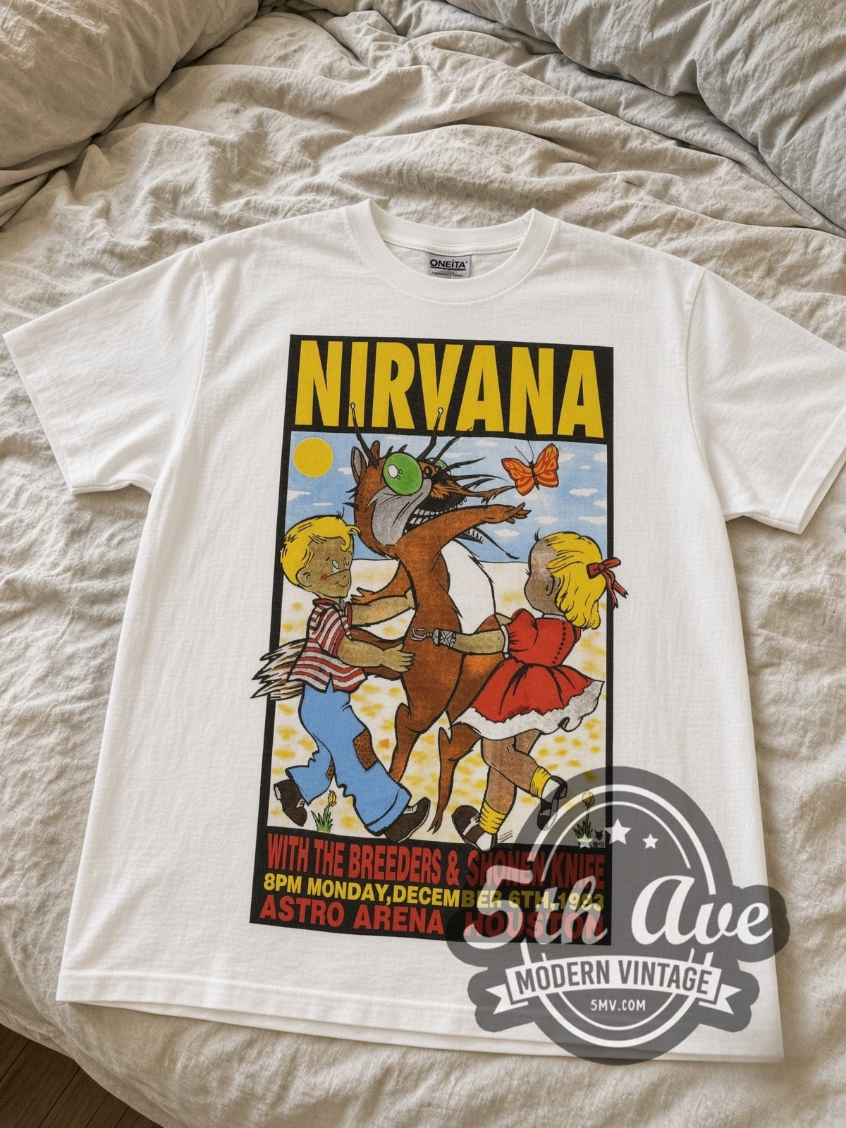 Nirvana Astro Arena Houston Dec 6 1993 vintage band tee laid flat