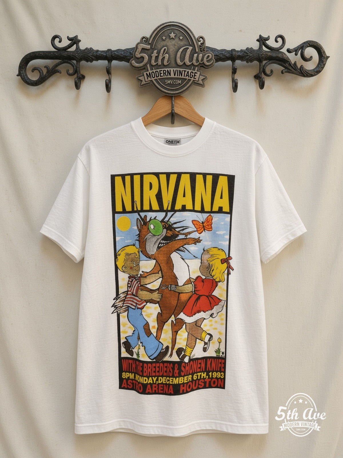Nirvana Astro Arena Houston Dec 6 1993 vintage band t-shirt on rack