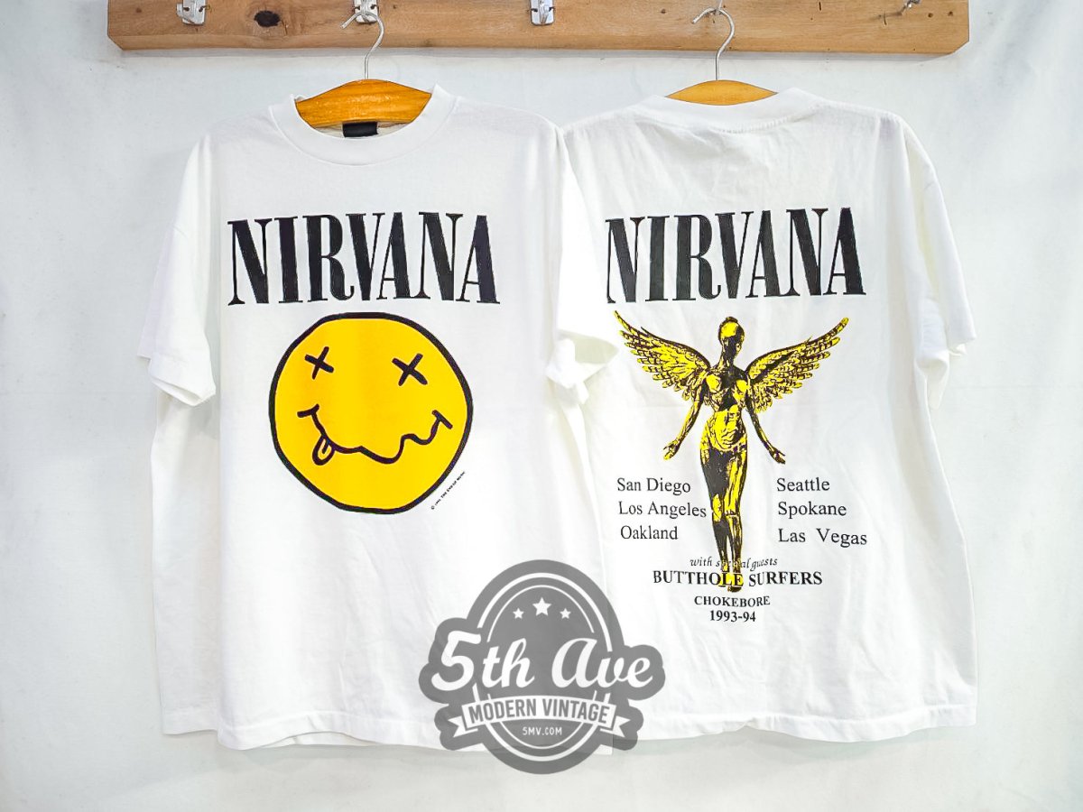 【超貴重】DEAD MEAT Nirvana Tシャツ　白　ヴィンテージ Nirvana 1993-1994 Tour with 'Butthole Surfers' and 'Chokebore' - Vinta