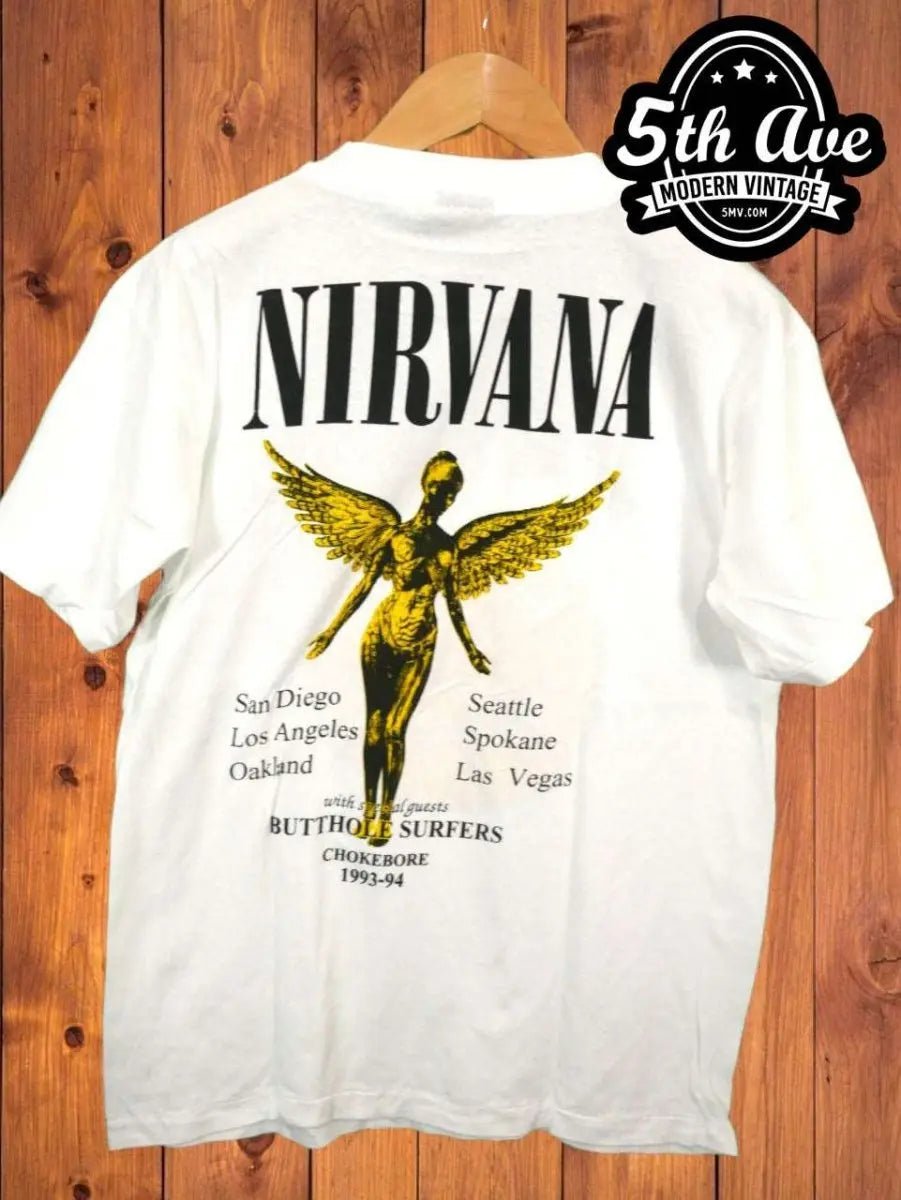 【超貴重】DEAD MEAT Nirvana Tシャツ　白　ヴィンテージ Nirvana 1993-1994 Tour with 'Butthole Surfers' and 'Chokebore' - Vinta