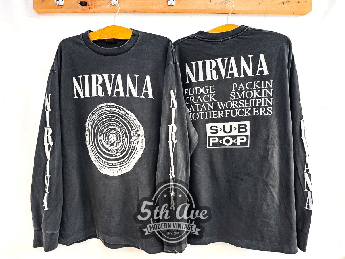 Nirvana Circles of Hell Dante's Inferno - Long Sleeve Vintage Reprint Band T-Shirt - Vintage Band Shirts