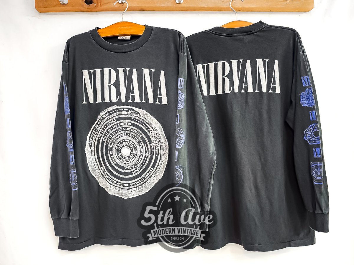 Nirvana 'Circles of Hell' Dante's Inferno - Long Sleeve Vintage Reprint Band T-Shirt - Vintage Band Shirts