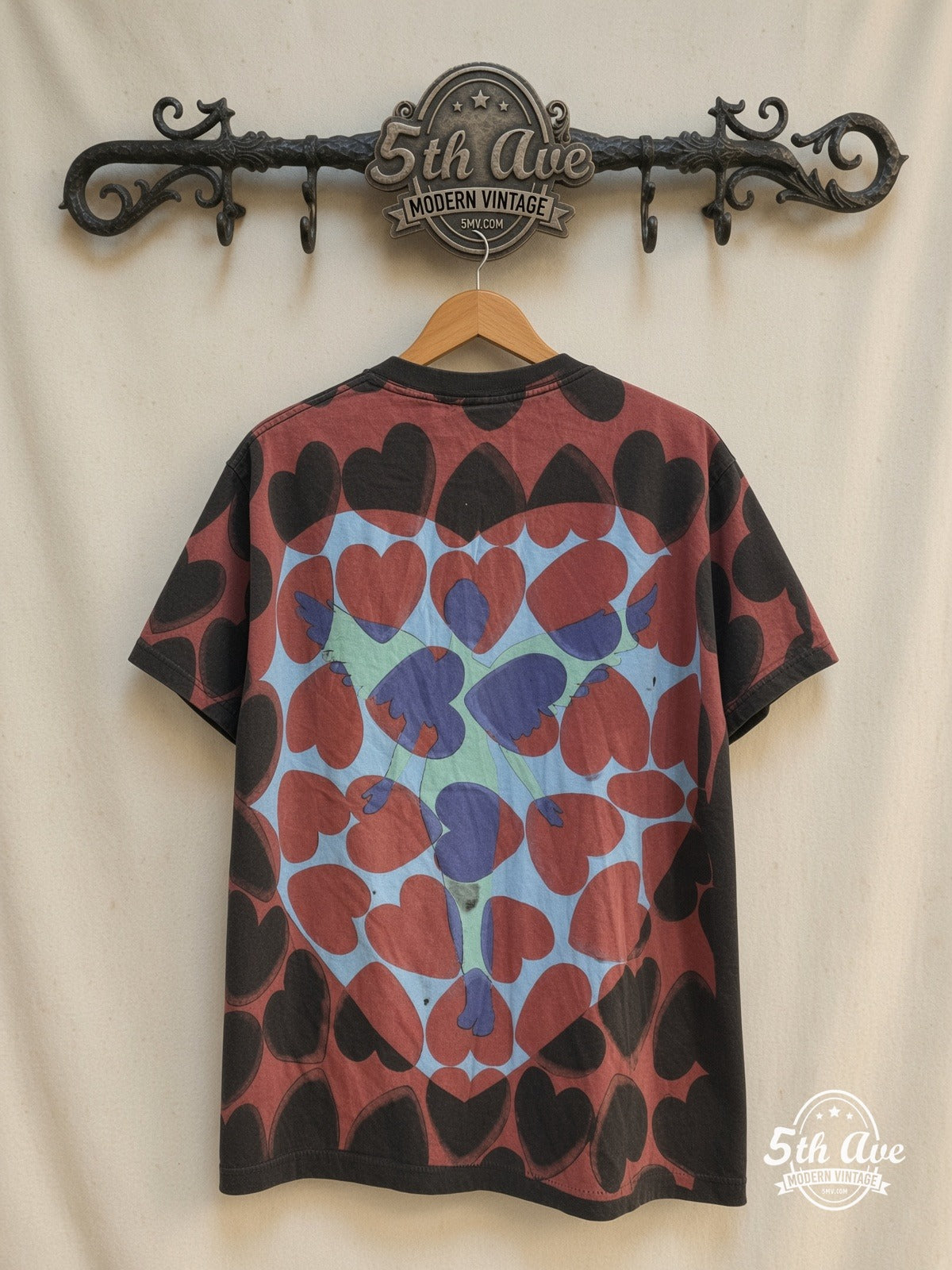 Nirvana Heart-Shaped Box In Utero Hearts Lilies vintage t-shirt back on rack