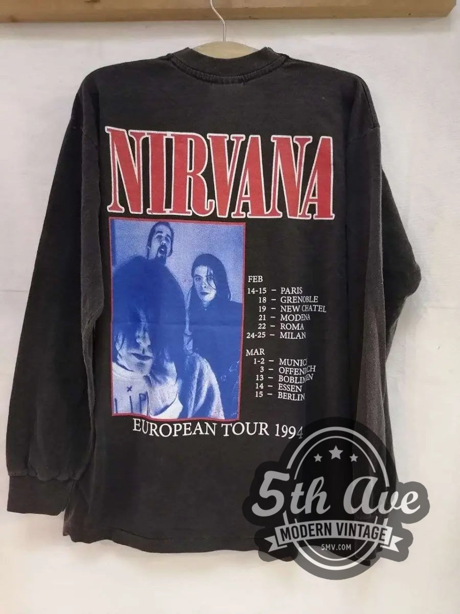 Nirvana – In Utero Tour 94 Angel vintage band long sleeve t-shirt hanging on a hanger