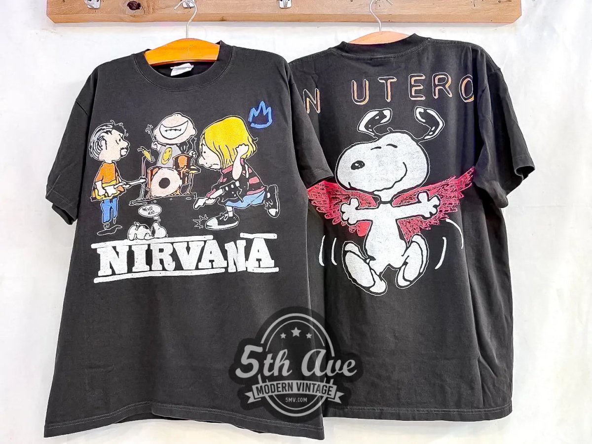 Nirvana In Utero x Peanuts Snoopy - Vintage Reprint Animation T-Shirt - Vintage Band Shirts