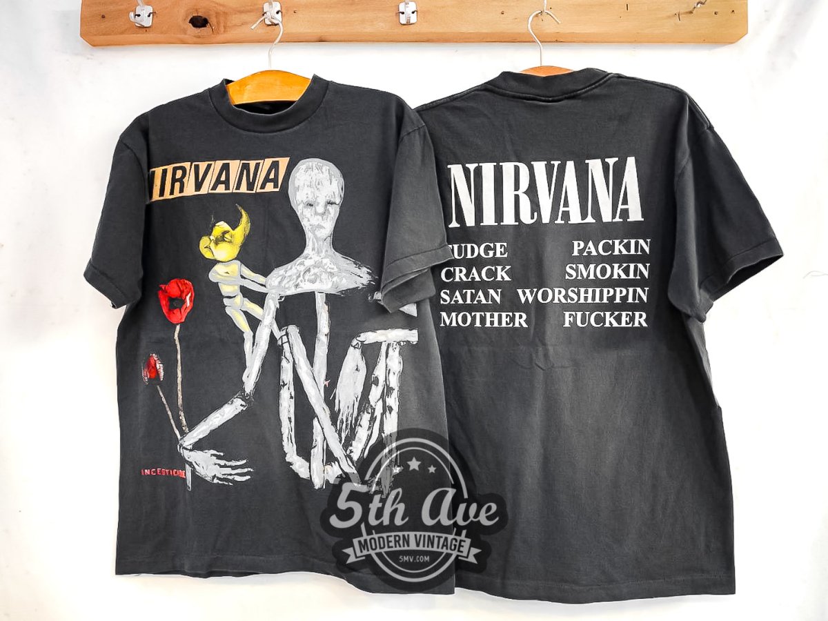 Nirvana Incesticide 'Fudge Packin, Crack Smokin, Satan Worshippin, Motherfuckers' - Vintage Reprint Band T-Shirt - Vintage Band Shirts