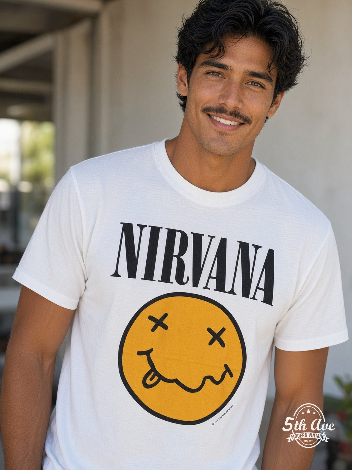 Model wearing Nirvana Butthole Surfers Chokebore 1993-94 vintage t-shirt