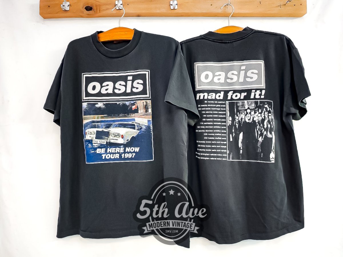 Oasis 'Be Here Now' Tour 1997 - Vintage Reprint Band T-Shirt - Vintage Band Shirts
