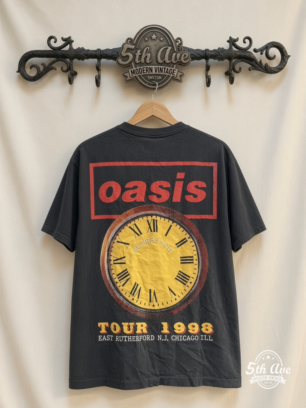 Oasis Be Here Now Tour 1998 vintage t-shirt back on rack