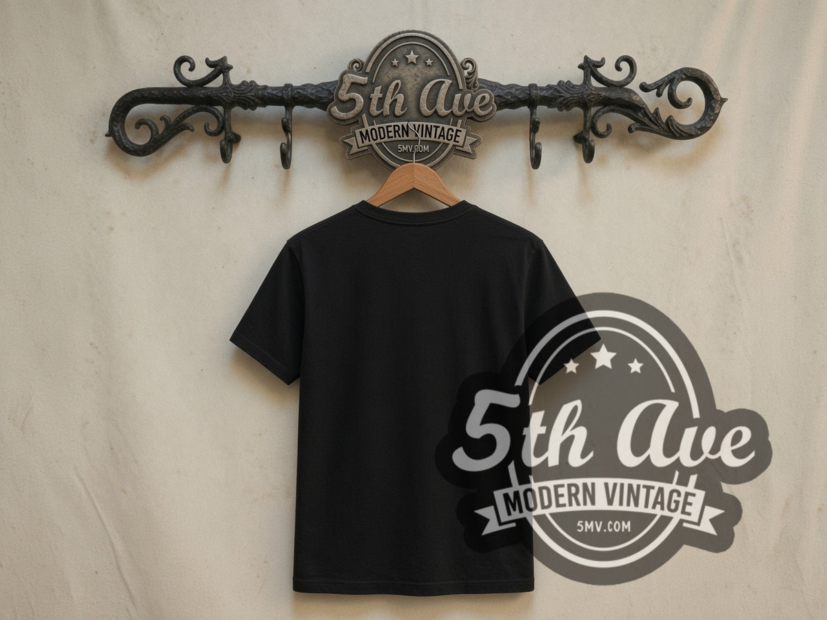 Plain black back of Oasis Chasing the Sun 1993-1997 double stitched tee on rack