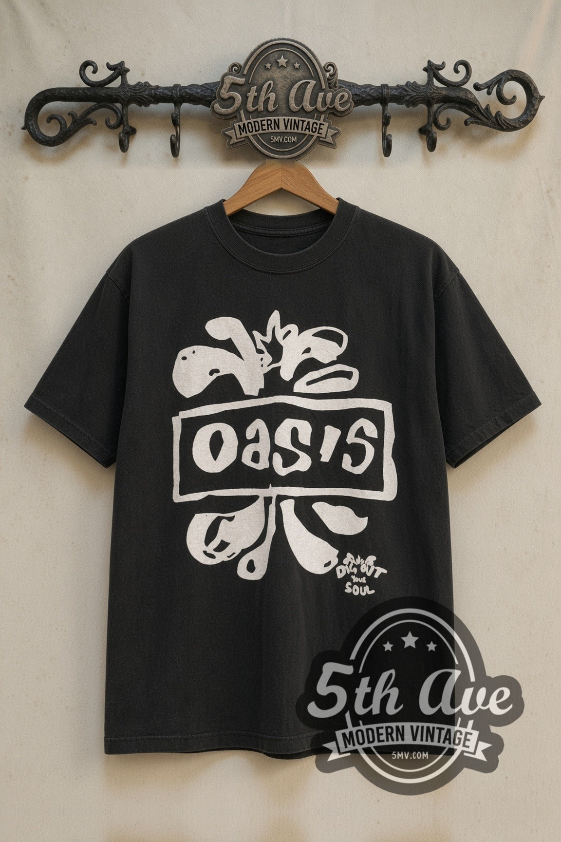 Oasis Dig Out Your Soul UK Tour 2008 band t-shirt front on 5th Ave iron rack