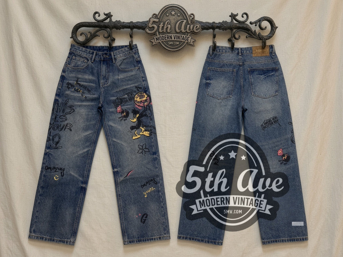 Graffiti Daffy Amazing Graphic Jeans – Vintage Streetwear vintage jeans on the 5MV rack