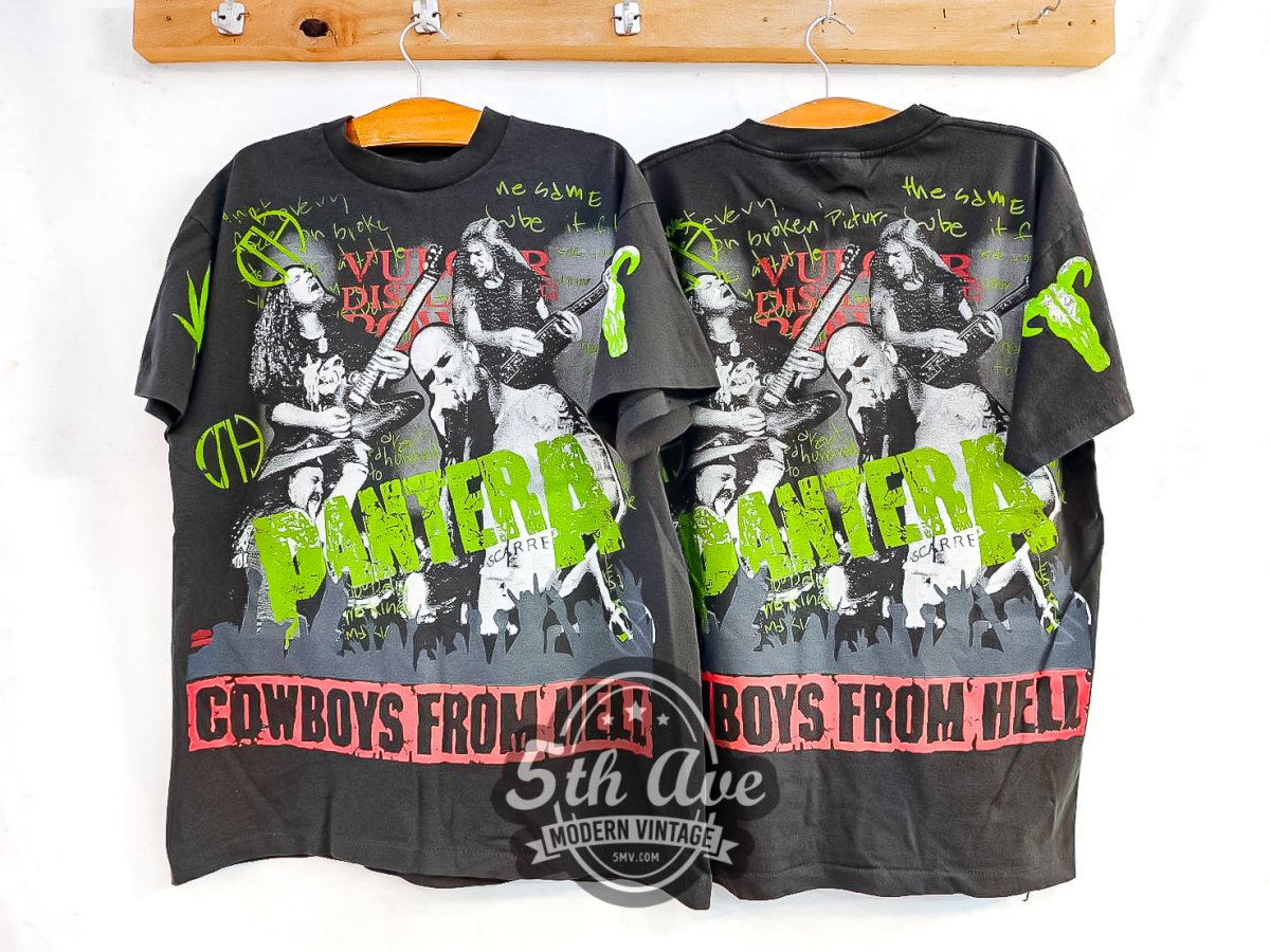 Pantera 'Cowboys from Hell' - AOP All Over Print Vintage Reprint Band T-Shirt - Vintage Band Shirts