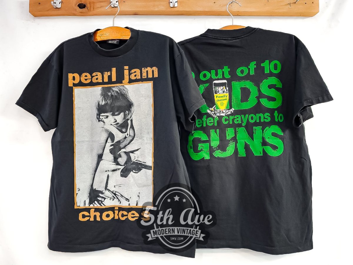 Pearl Jam 'Choices' 9 out of 10 kids prefer crayons to guns - Vintage Reprint Band T-Shirt - Vintage Band Shirts