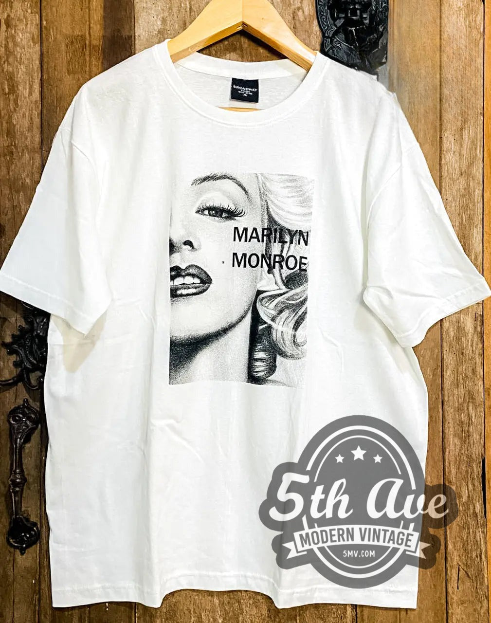Marilyn Monroe vintage movie tee, front view on a display rack