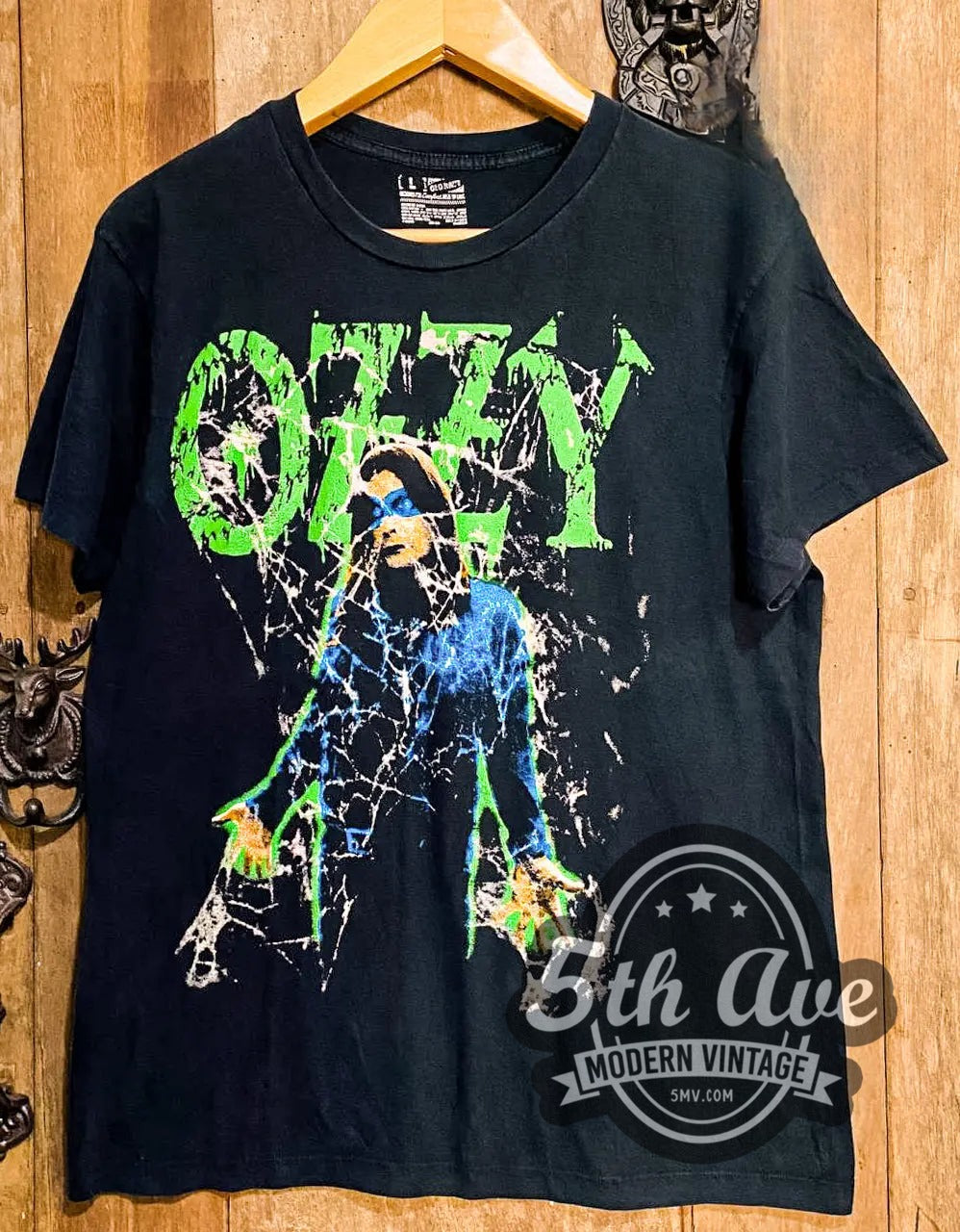 Ozzy Osbourne Cobweb Logo vintage band t-shirt, front view on the 5MV rack