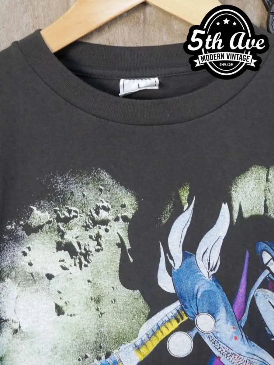 Model wearing Pink Floyd – The Wall Movie Collage Judge vintage band tee