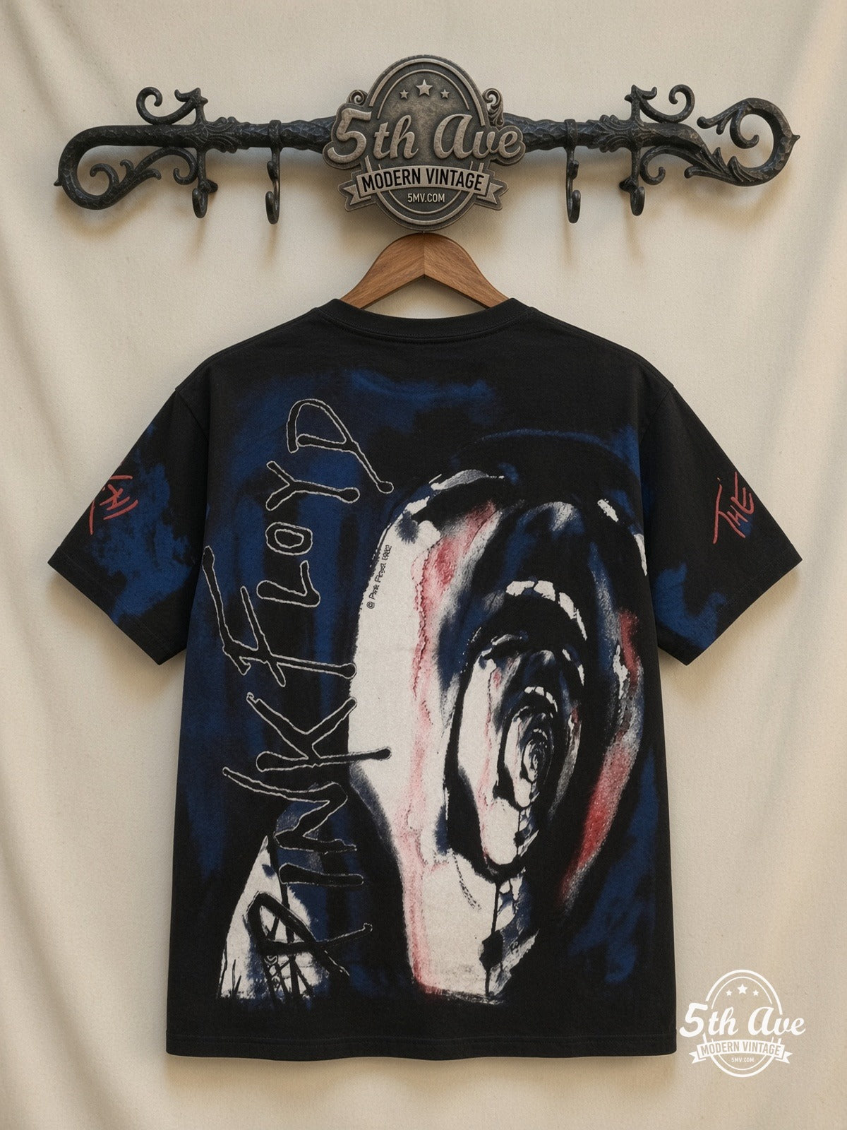 Pink Floyd The Wall Scream all over print vintage tee back on cream 5th Ave rack