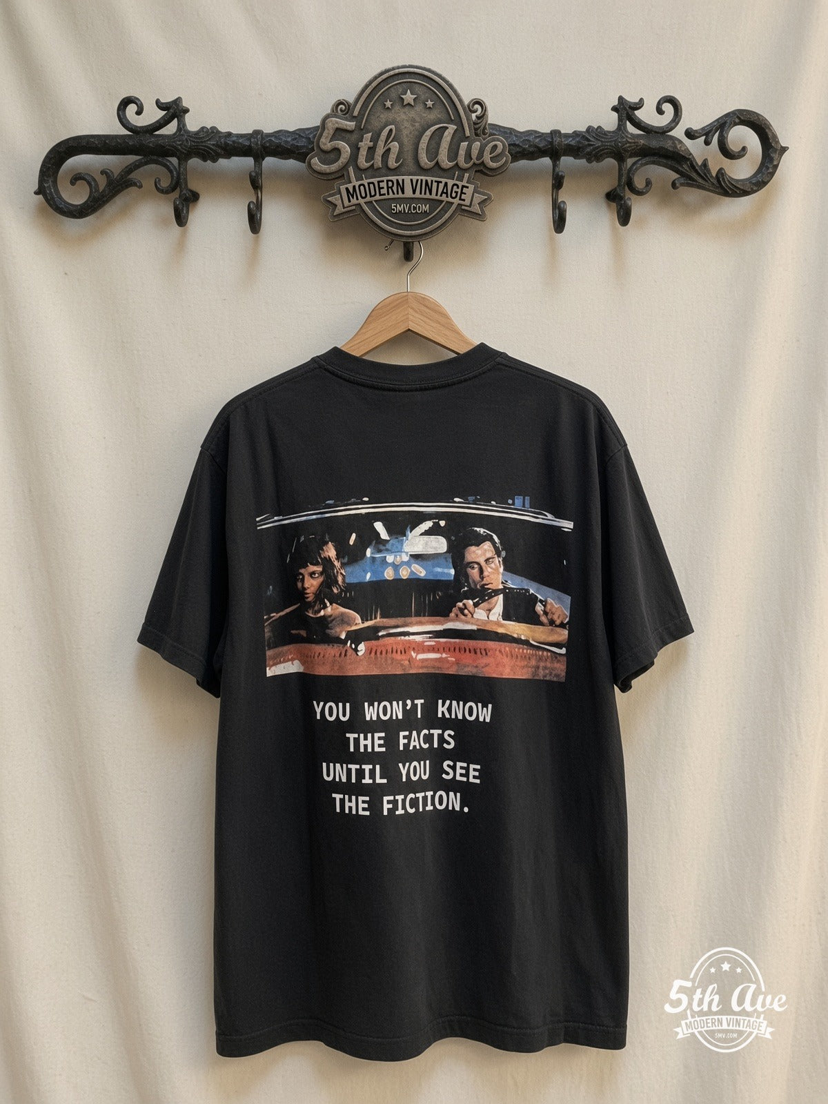 Pulp Fiction Mia Wallace Poster vintage t-shirt back on rack