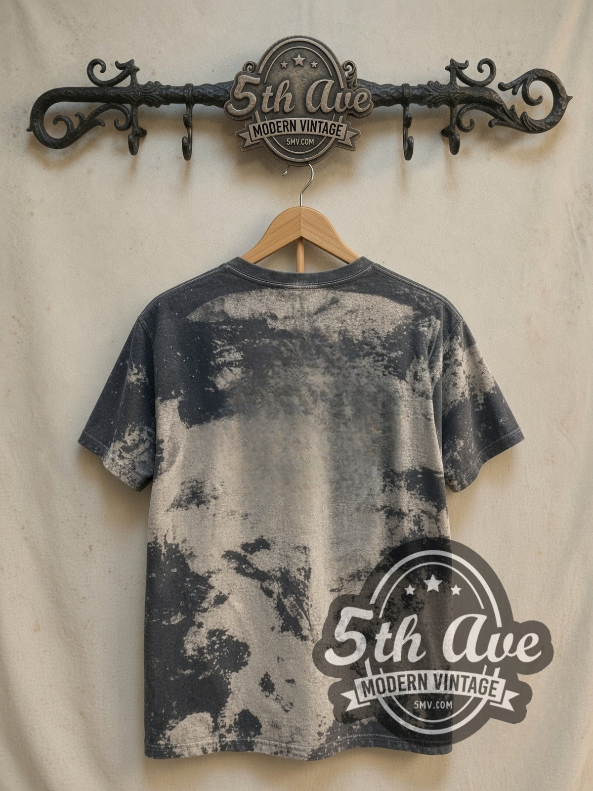David Bowie Mosquitohead vintage band t-shirt, back view on a display rack