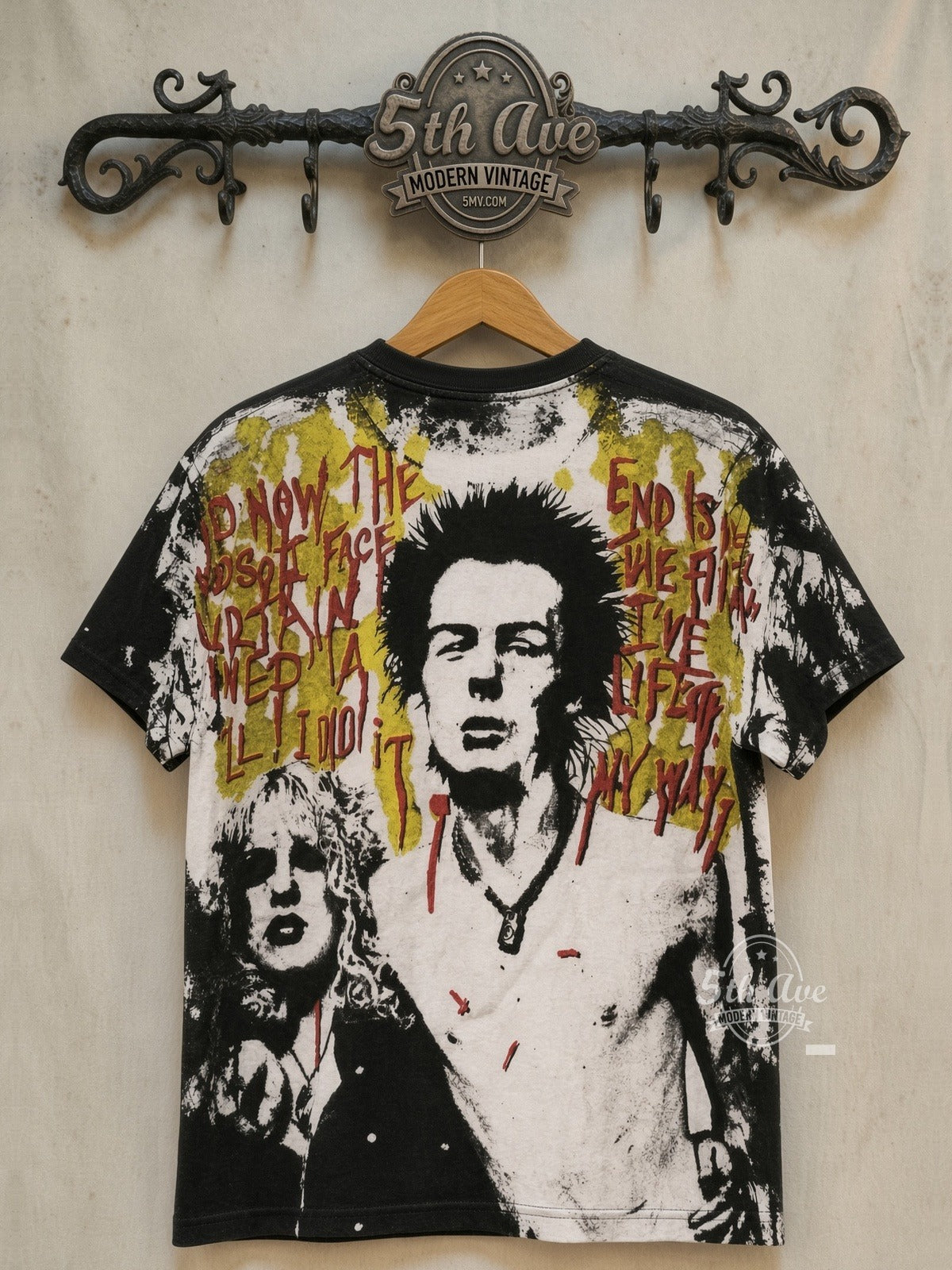 Sex Pistols Sid Vicious Sid and Nancy all-over print vintage band t-shirt – rack back