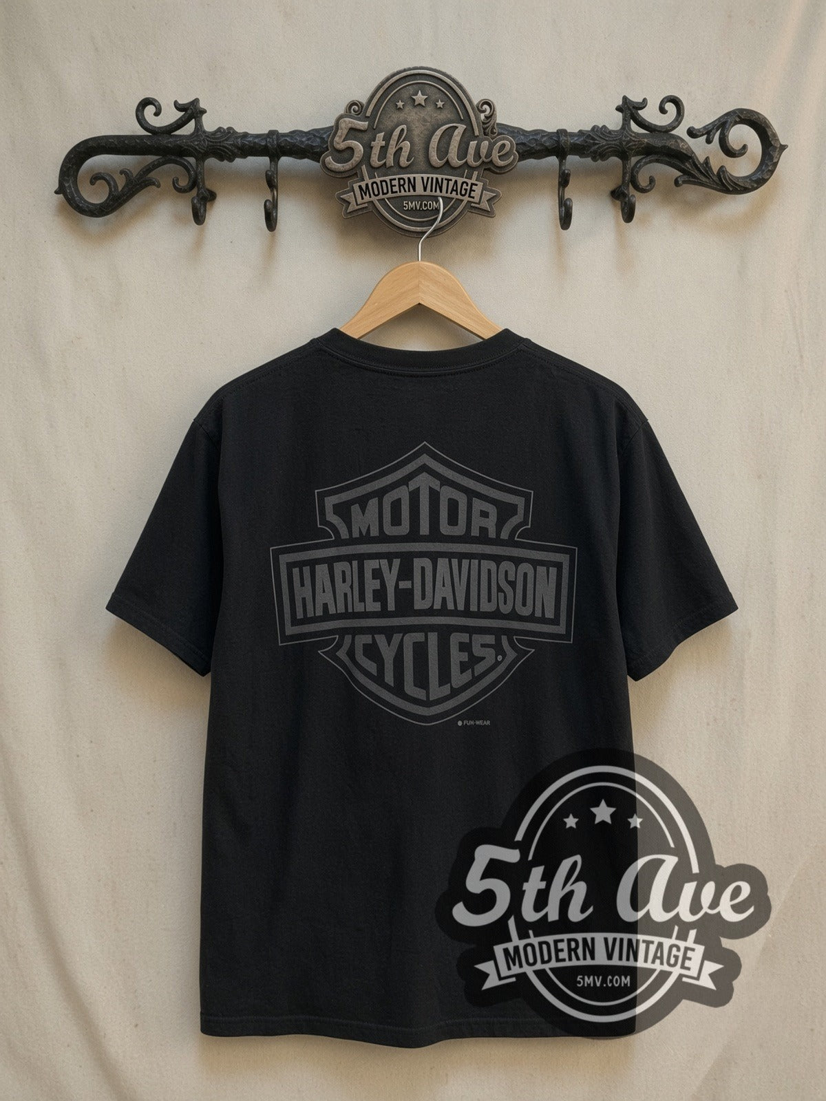 Harley-Davidson Looney Tunes Taz-Mania Harley Davidson Retro graphic tee, back view on a display rack