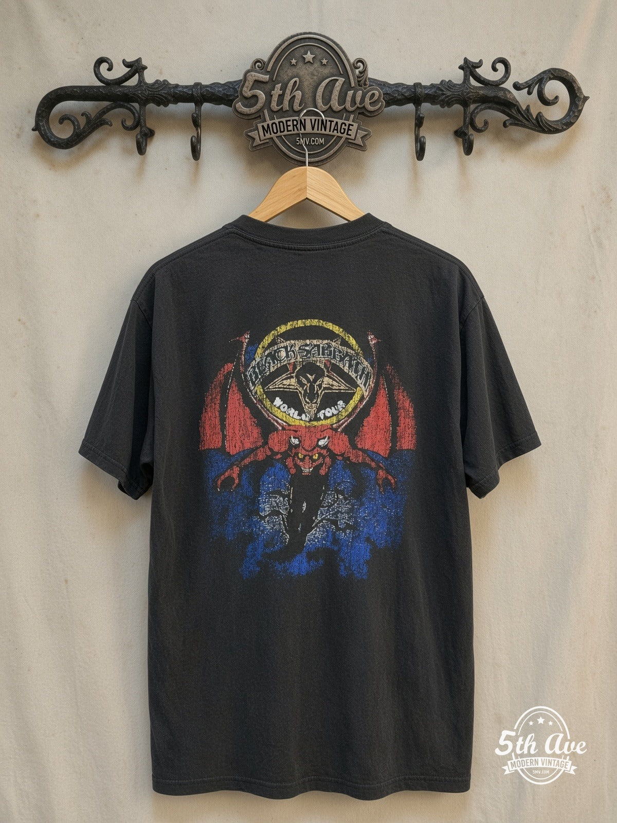 Black Sabbath World Tour vintage band t-shirt back on rack