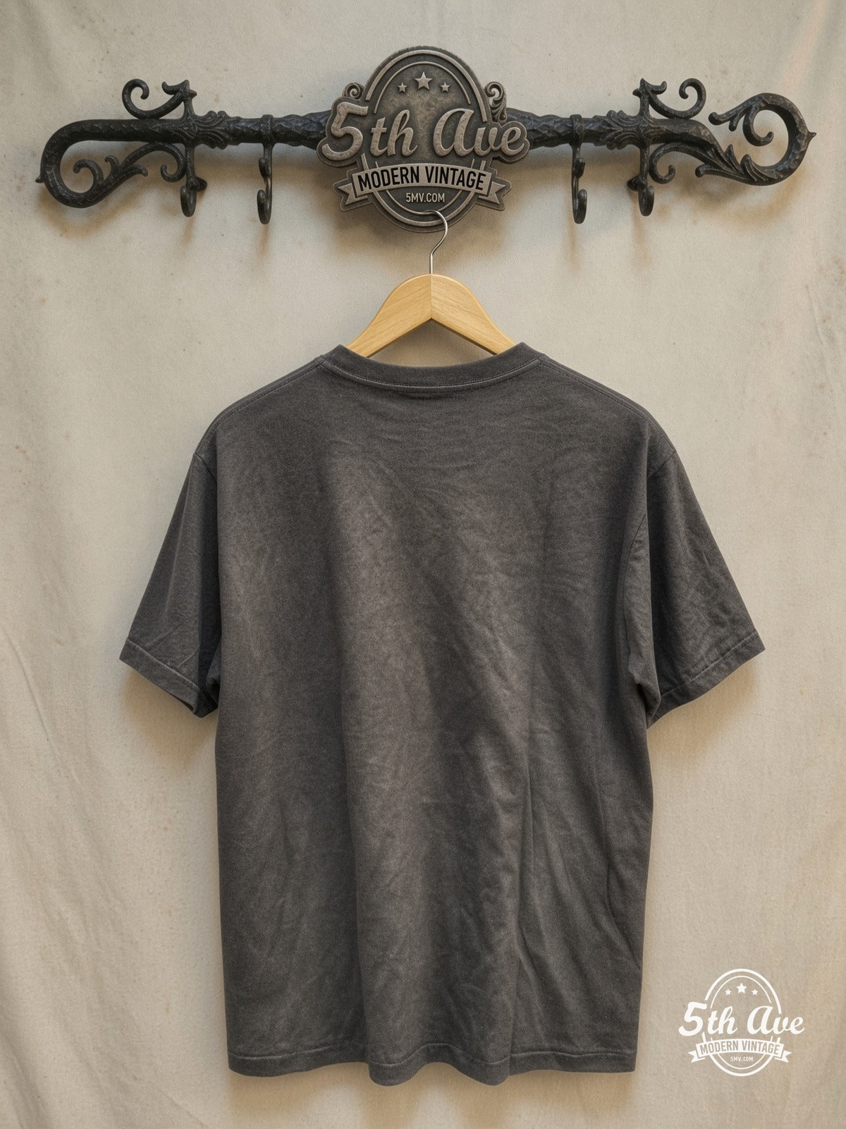 Guns N Roses 100% Cotton Classic Vintage Rock T-Shirt – Vintage Band T-Shirt — back on locked cream ornate 5th Ave rack