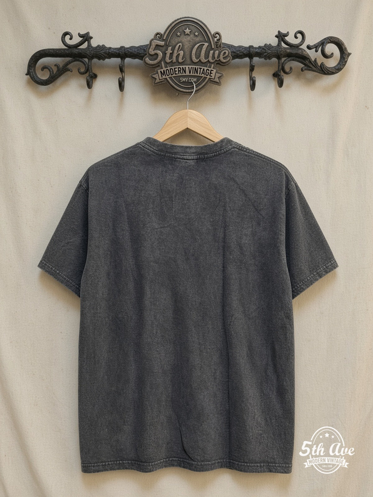 Nirvana – In Utero Stone Wash Anatomical Angel – Vintage Band T-Shirt — back on locked cream ornate 5th Ave rack