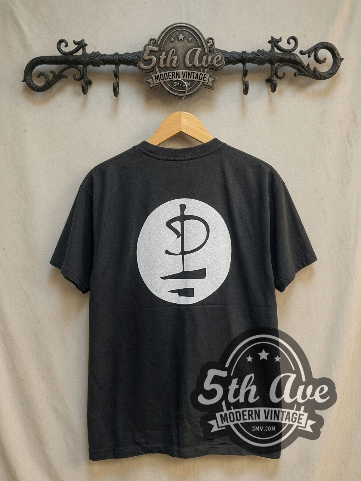 Pink Floyd The Division Bell vintage band t-shirt, back view on a display rack