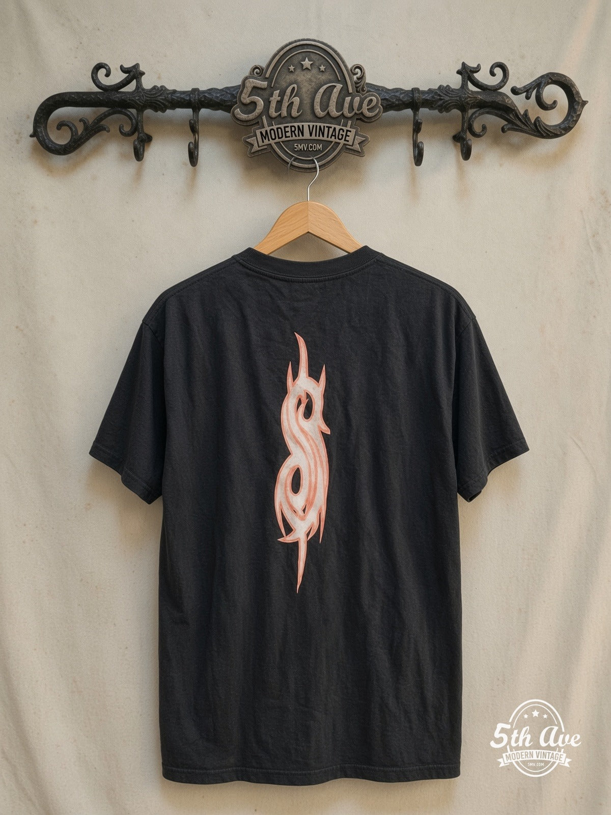 Slipknot – Fear Of God – Vintage Band T-Shirt — back on locked cream ornate 5th Ave rack