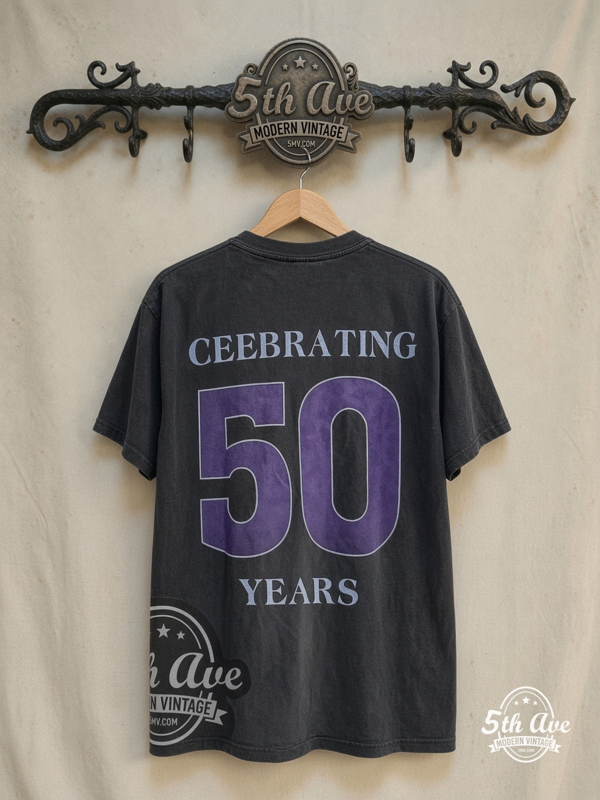 Peanuts – Celebrating 50 years – New Vintage Graphic Tee — back on locked cream ornate 5th Ave rack