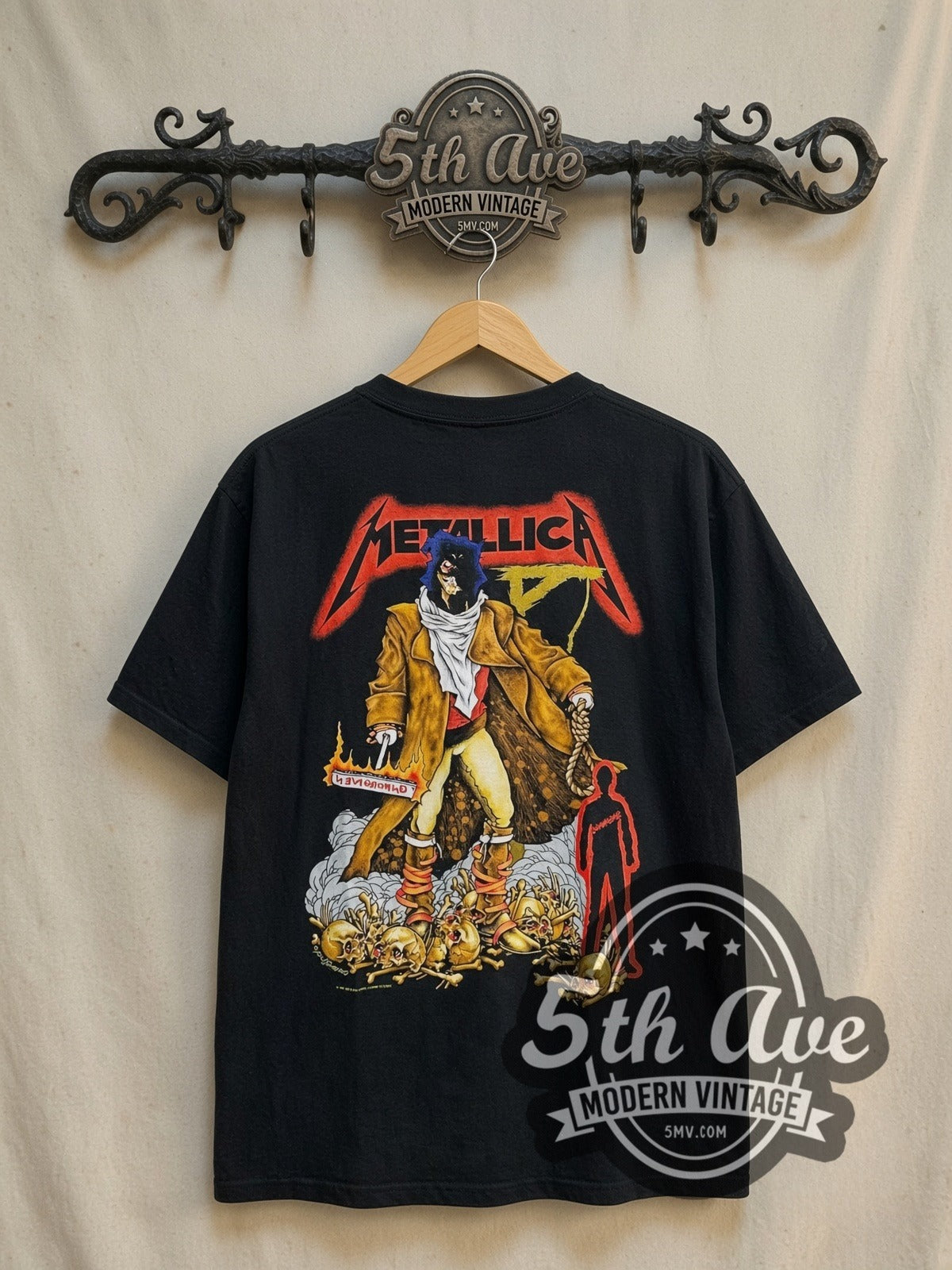 Metallica The Unforgiven vintage band t-shirt in black, back view on the 5MV rack