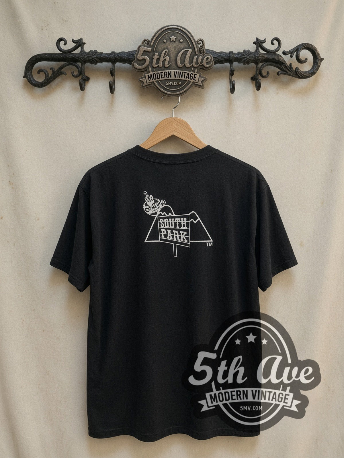 South Park vintage cartoon tee, back view on a display rack