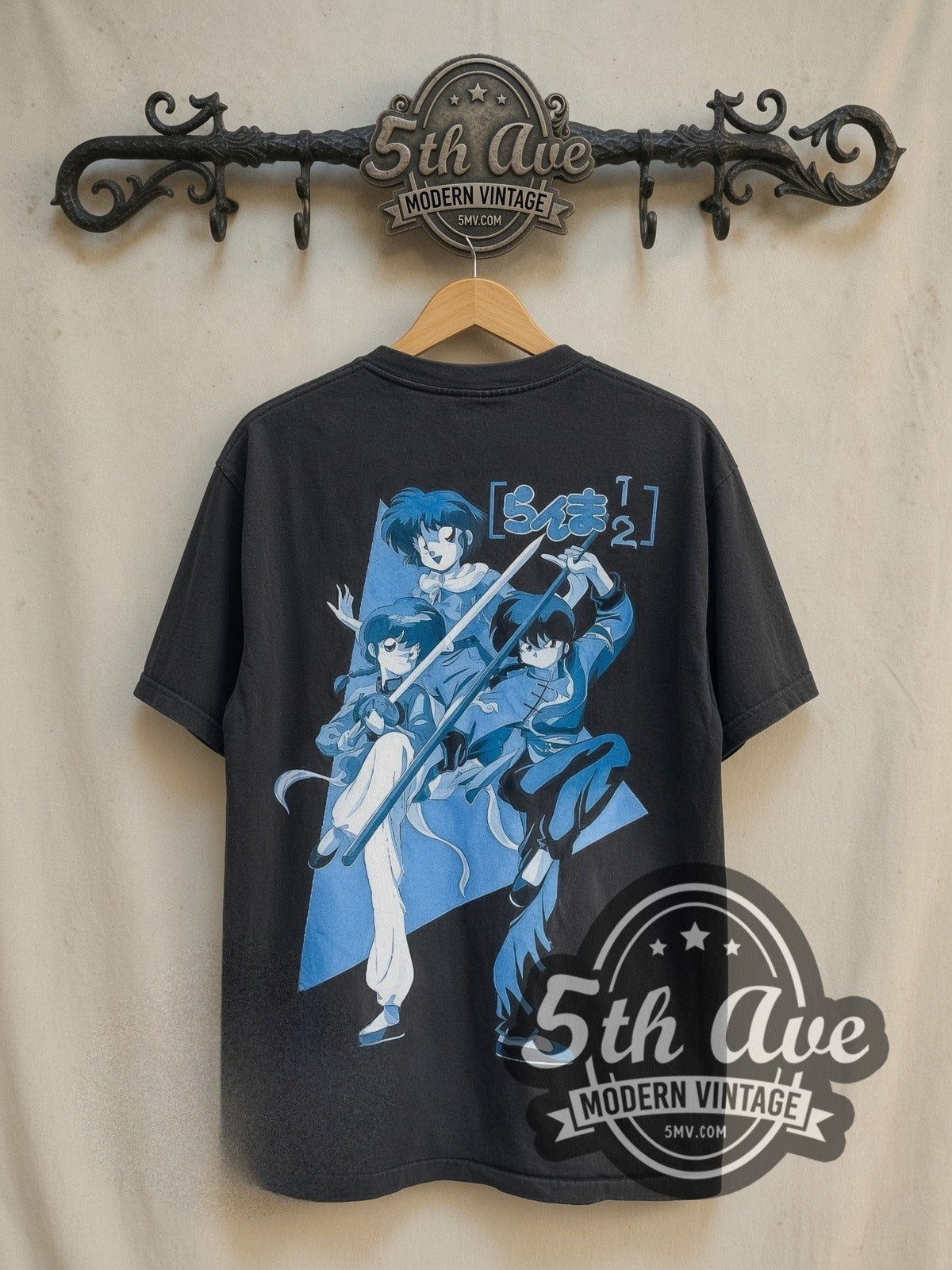 Ranma ½ Skateboard vintage anime t-shirt, back view on a display rack