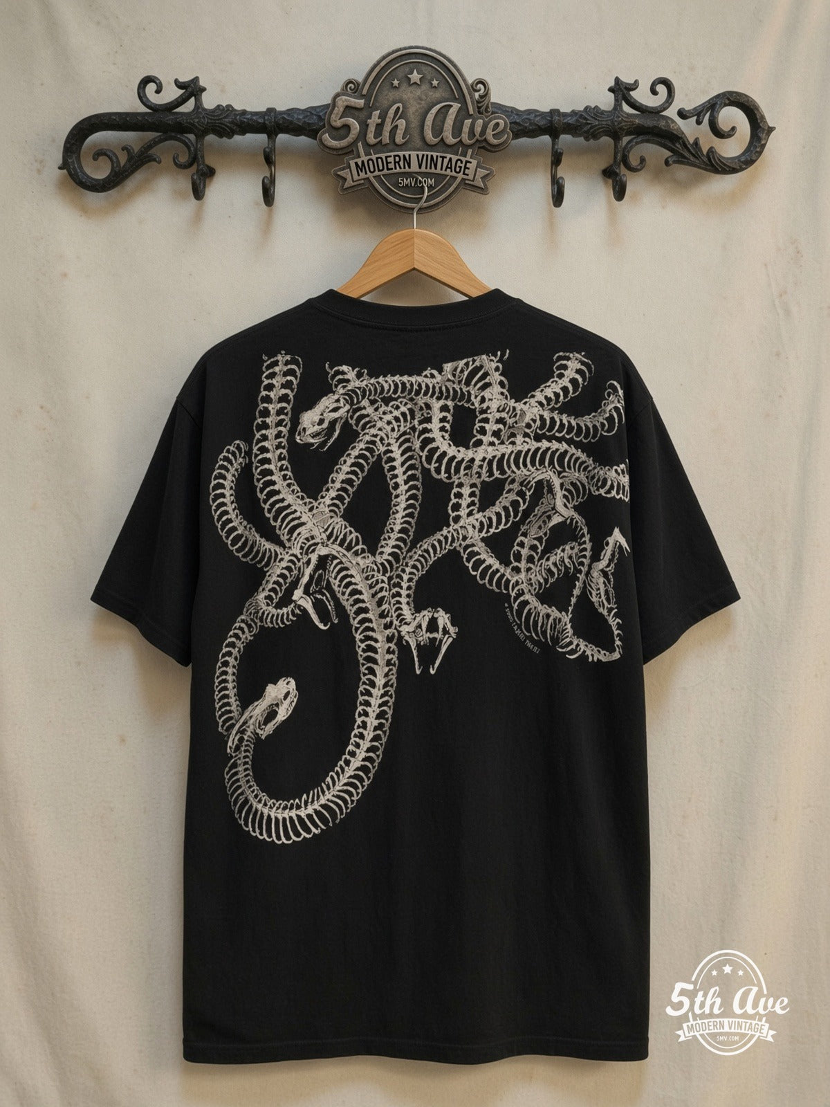 Medusa – Medusa Skull – All Over Print – Vintage Graphic Tee — back on locked cream ornate 5th Ave rack