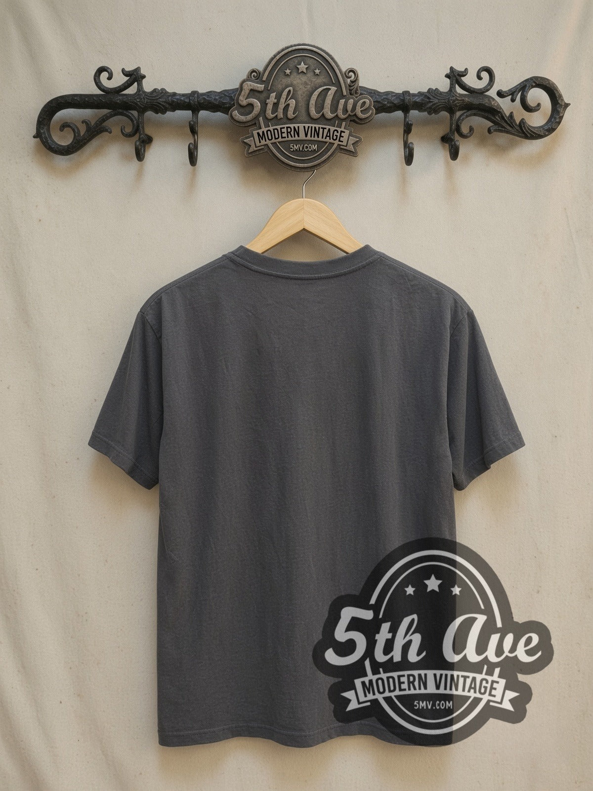 Anthrax Band Cartoon vintage band t-shirt, back view on a display rack