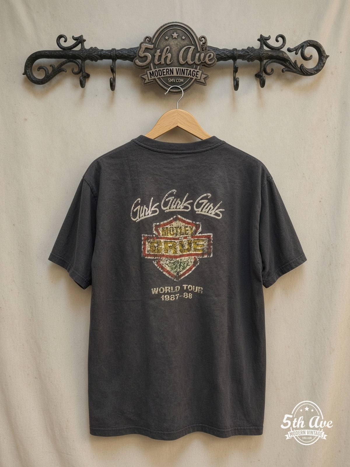Mötley Crüe Girls Girls Girls Tour vintage band t-shirt back on rack