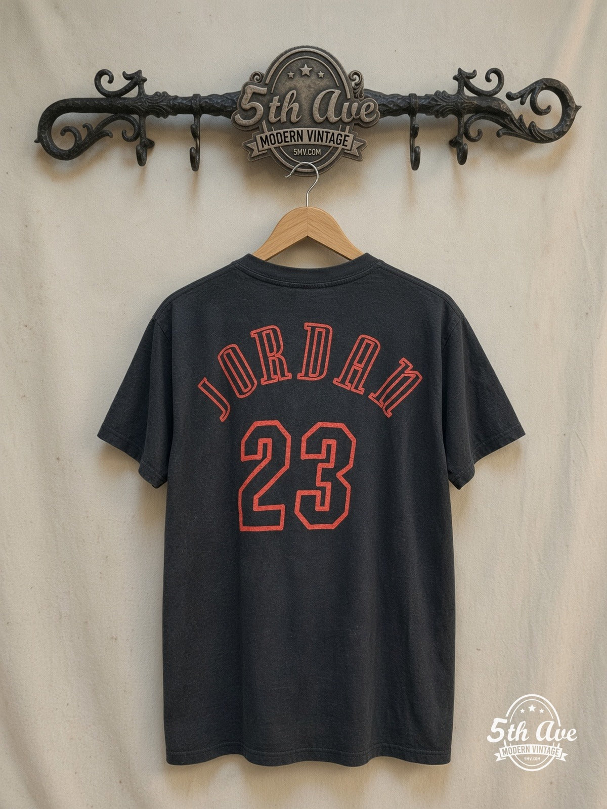 Michael Jordan – NBA World – Vintage Graphic Tee — back on locked cream ornate 5th Ave rack