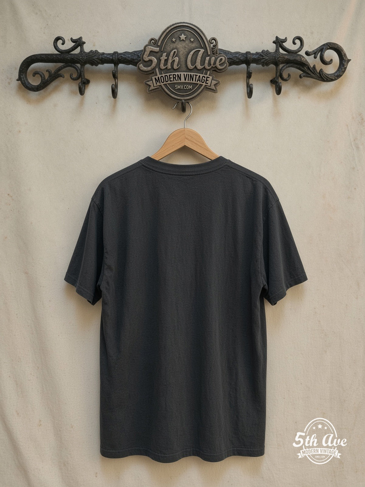 The Smiths – Vintage Wallpaper – Vintage Band T-Shirt — back on locked cream ornate 5th Ave rack