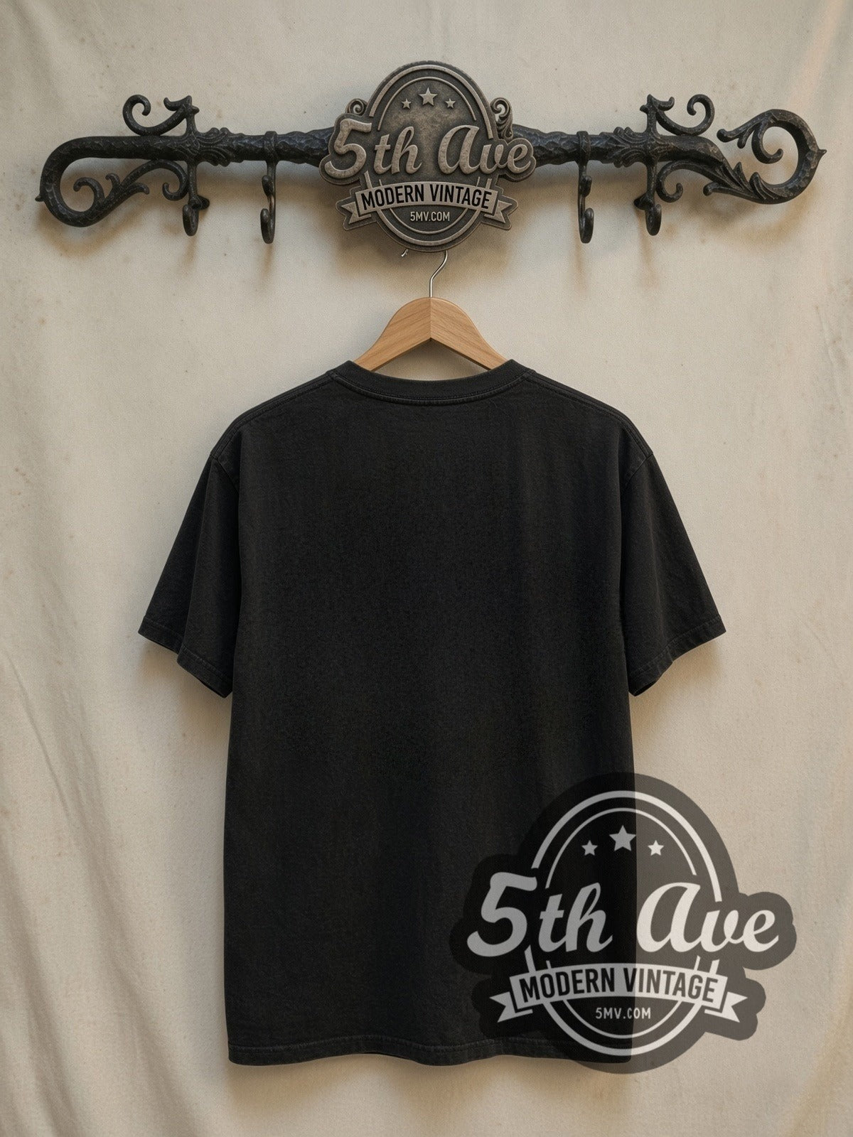 Green Day Dookie Logo Flies vintage band t-shirt, back view on a display rack