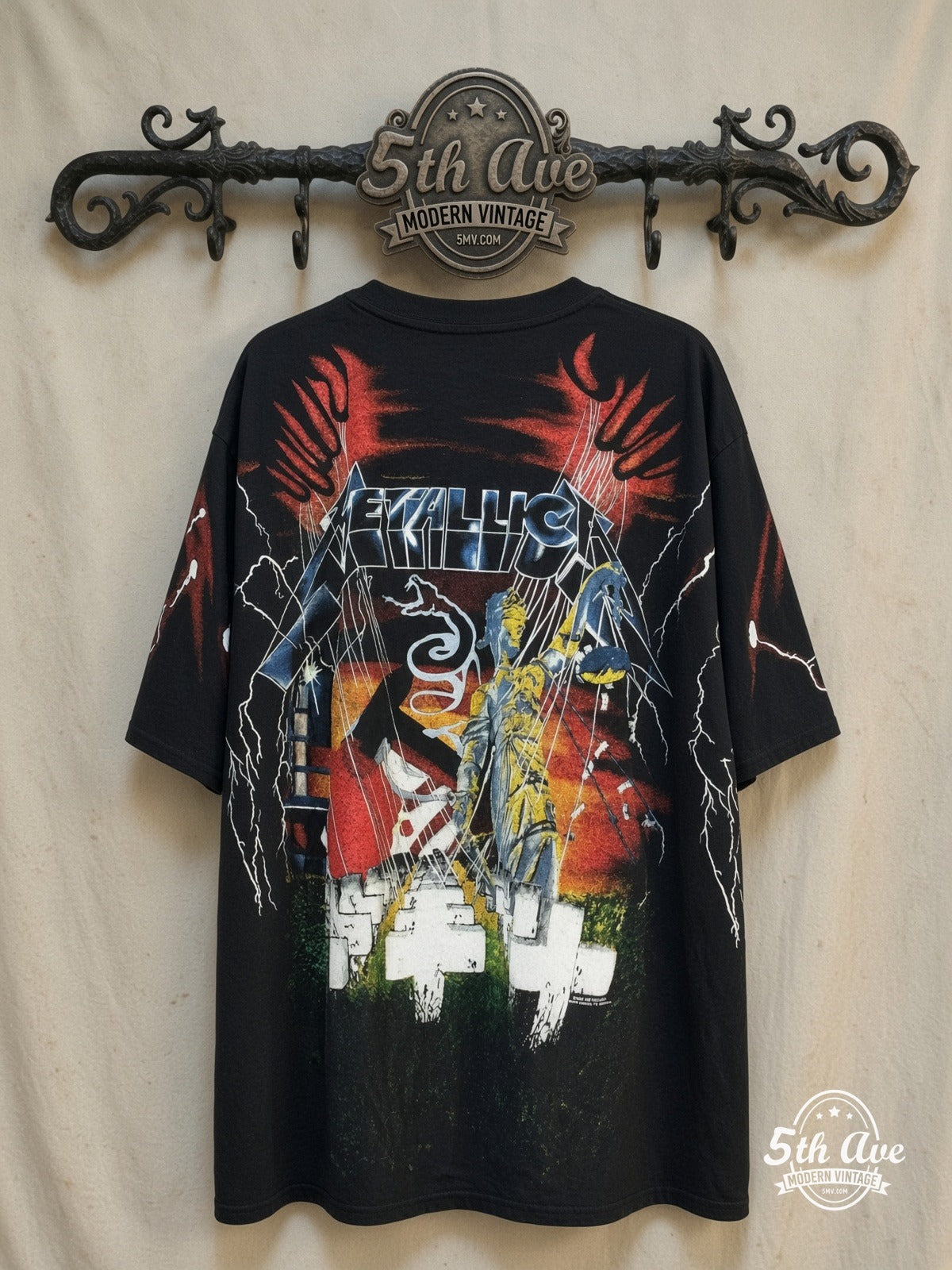 Metallica Master of Puppets vintage band t-shirt back on rack